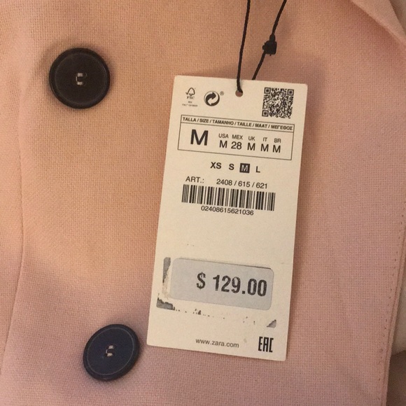 NWT Zara Pastel Blush Pink Long Vest Blazer - Picture 6 of 8